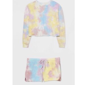 Tie Dye Short Sweatshirt Set